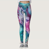 Roze en Blauwgroen Giraffe Creative Wildlife Abstr Leggings (Voorkant)