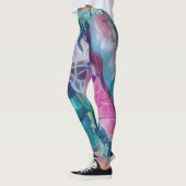 Roze en Blauwgroen Giraffe Creative Wildlife Abstr Leggings (Links)