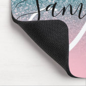 Roze en Blauwgroen Glitter Ombre Monogram Muismat (Hoek)