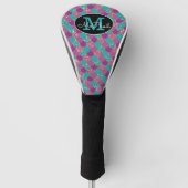 Roze en Blauwgroen Glittery Mermaid Monogram Golfheadcover (Voorkant)