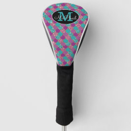 Roze en Blauwgroen Glittery Mermaid Monogram Golfheadcover