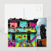 Roze en Blauwgroen Graffiti Art | Verlaten woning Briefkaart (Voorkant / Achterkant)