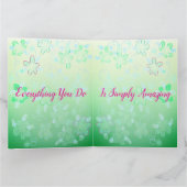 Roze en Blauwgroen groene Floral Kaart (Binnen)