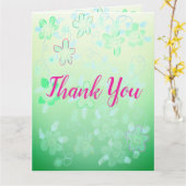 Roze en Blauwgroen groene Floral Kaart (Gele Bloem)