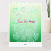 Roze en Blauwgroen groene Floral Kaart (Achterkant)