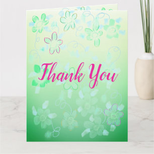 Roze en Blauwgroen groene Floral Kaart
