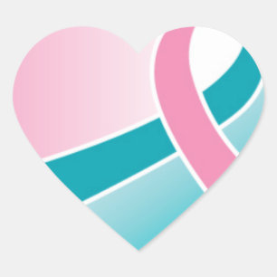 Roze en Blauwgroen hefboommetsticker Hart Sticker