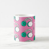 Roze en Blauwgroen hoofdtelefoon Pop Kunstpatroonm Koffiemok (Center)