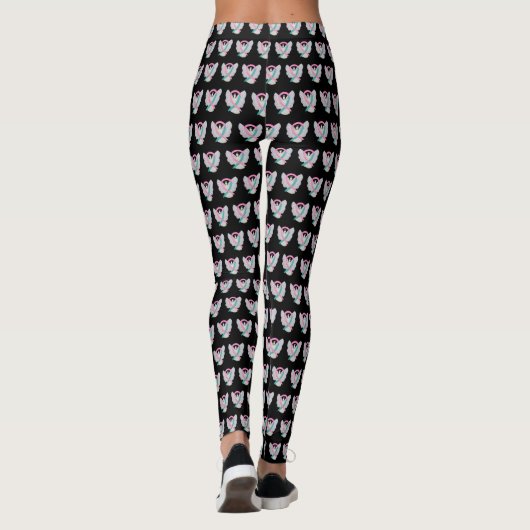 Roze en Blauwgroen kankerbewustwording Leggings Ri (Achterkant)