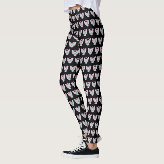 Roze en Blauwgroen kankerbewustwording Leggings Ri (Links)