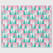 Roze en Blauwgroen kerstbomen Cadeaupapier (Vlak)