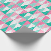 Roze en Blauwgroen kerstbomen Cadeaupapier (Hoek)