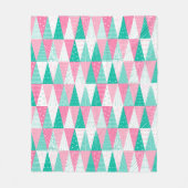 Roze en Blauwgroen kerstbomen Fleece Deken (Voorkant)