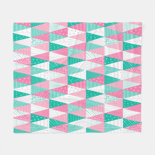 Roze en Blauwgroen kerstbomen Fleece Deken (Voorkant (Horizontaal))