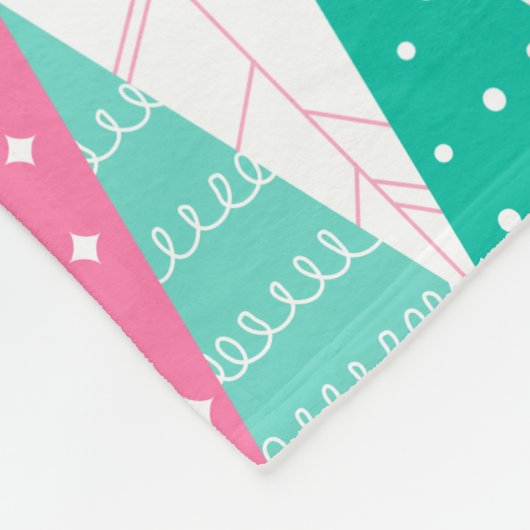 Roze en Blauwgroen kerstbomen Fleece Deken (Hoek)