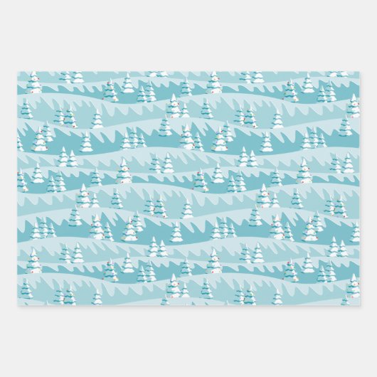 Roze en Blauwgroen kerstbomen Inpakpapier Vel (Voorkant 3)