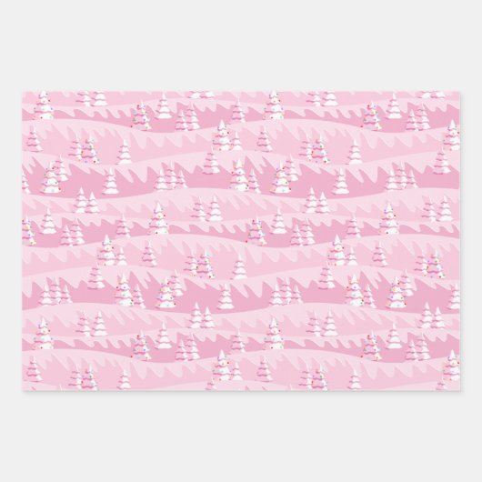 Roze en Blauwgroen kerstbomen Inpakpapier Vel (Voorkant 2)