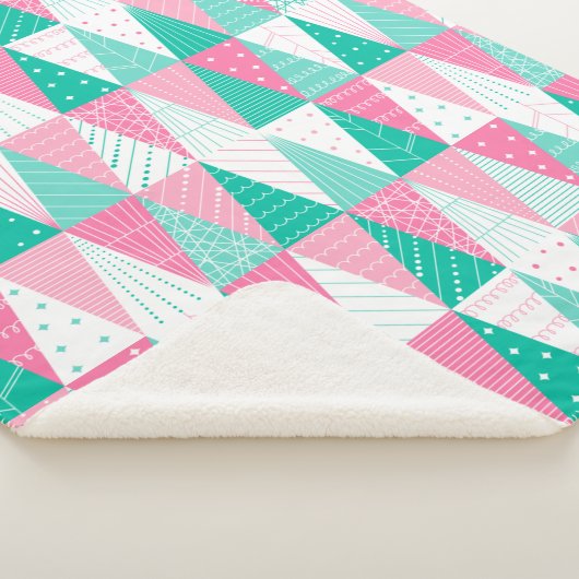 Roze en Blauwgroen kerstbomen Sherpa Deken (3/4)