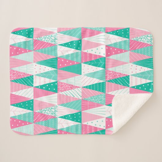 Roze en Blauwgroen kerstbomen Sherpa Deken (Voorkant (horizontaal))