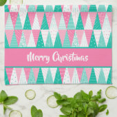 Roze en Blauwgroen kerstbomen Theedoek (Gevouwen)