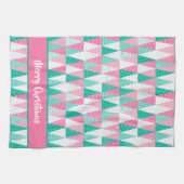 Roze en Blauwgroen kerstbomen Theedoek (Horizontaal)