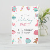 Roze en Blauwgroen Kerstuitnodiging Kaart (Staand voorkant)