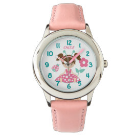 Roze en Blauwgroen lieveheersbeestje meisje Kinder Horloge
