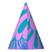 Roze en Blauwgroen lijn Feesthoedjes (Achterkant)