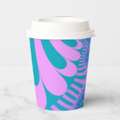 Roze en Blauwgroen lijn Papieren Bekers (Achterkant)