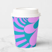 Roze en Blauwgroen lijn Papieren Bekers (Voorkant)