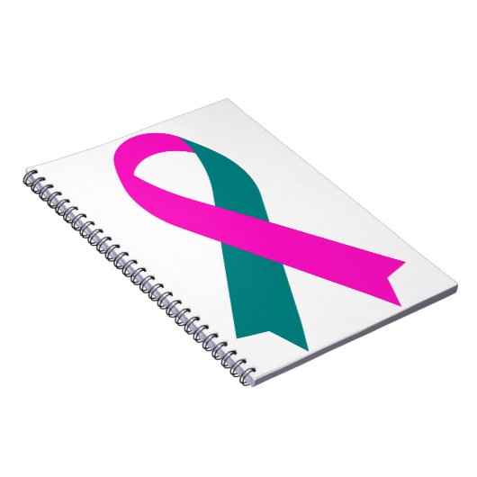 Roze en Blauwgroen lint BRCA 1 & 2 erfelijke Notitieboek (Rechterzijde)