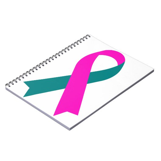 Roze en Blauwgroen lint BRCA 1 & 2 erfelijke Notitieboek (Linkerzijde)