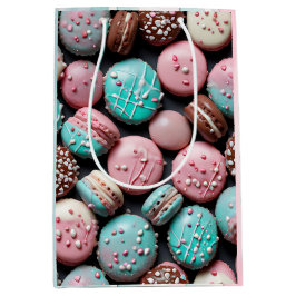 Roze en Blauwgroen Macaron Verjaardag Medium Cadeauzakje