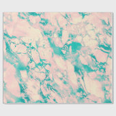 Roze en Blauwgroen Marmeren Swirl Luxe Cadeaupapier (Vlak)