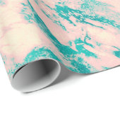 Roze en Blauwgroen Marmeren Swirl Luxe Cadeaupapier (Rol Hoek)