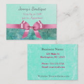 Roze en Blauwgroen met Roze Band Glitter Visitekaa Afsprakenkaartje (Voorkant / Achterkant)