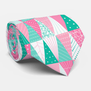 Roze en Blauwgroen minimalistische kerstbomen Stropdas