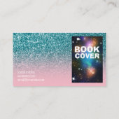 Roze en Blauwgroen Ombre Glitter Foto Auteur Visitekaartje (Achterkant)