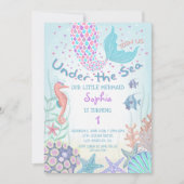 Roze en Blauwgroen onder het Zee Zeemeermin Verjaa Kaart (Voorkant)