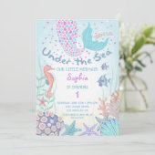 Roze en Blauwgroen onder het Zee Zeemeermin Verjaa Kaart (Staand voorkant)