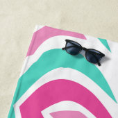 Roze en Blauwgroen patroon Strandlaken (In situ)