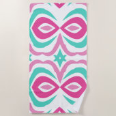 Roze en Blauwgroen patroon Strandlaken (Voorkant)