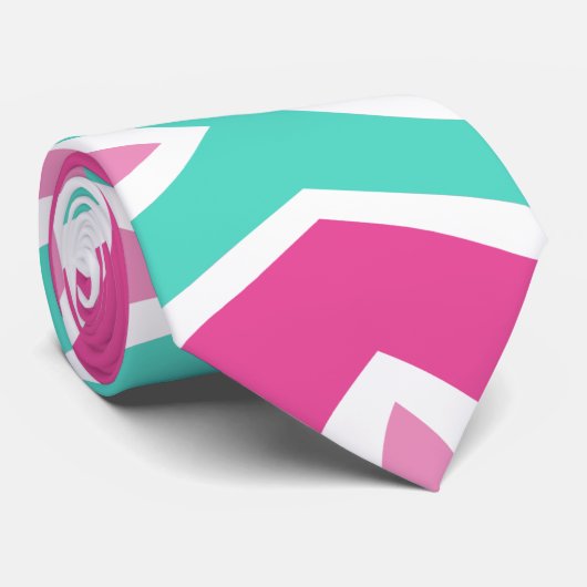 Roze en Blauwgroen PatroonStropdas Stropdas (Opgerold)