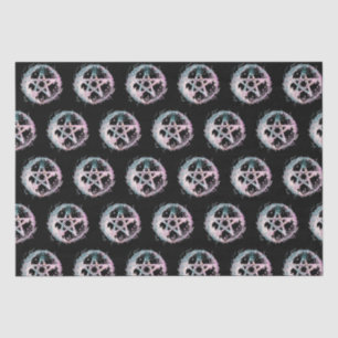 Roze en Blauwgroen Pentagram Witchcraft Zwart Hall Tissuepapier