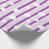 Roze en Blauwgroen poka Dot Striped Gift Wrap Cadeaupapier (Hoek)