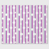 Roze en Blauwgroen poka Dot Striped Gift Wrap Cadeaupapier (Vlak)