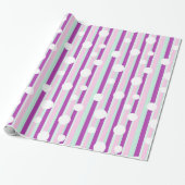 Roze en Blauwgroen poka Dot Striped Gift Wrap Cadeaupapier (Uitgerold)