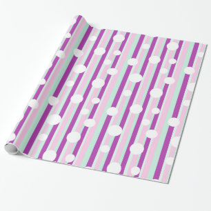 Roze en Blauwgroen poka Dot Striped Gift Wrap Cadeaupapier