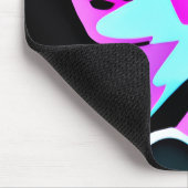 Roze en Blauwgroen Psychedelic Lady in Hoofdtelefo Muismat (Hoek)