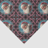 Roze en Blauwgroen Retro Santa Mandala Geometrisch Tissuepapier (Detail)